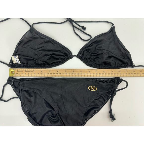 Naturana Womens Swimsuit Bikini EUR Size 44 Black Vintage Two Piece Triangle - Picture 11 of 13